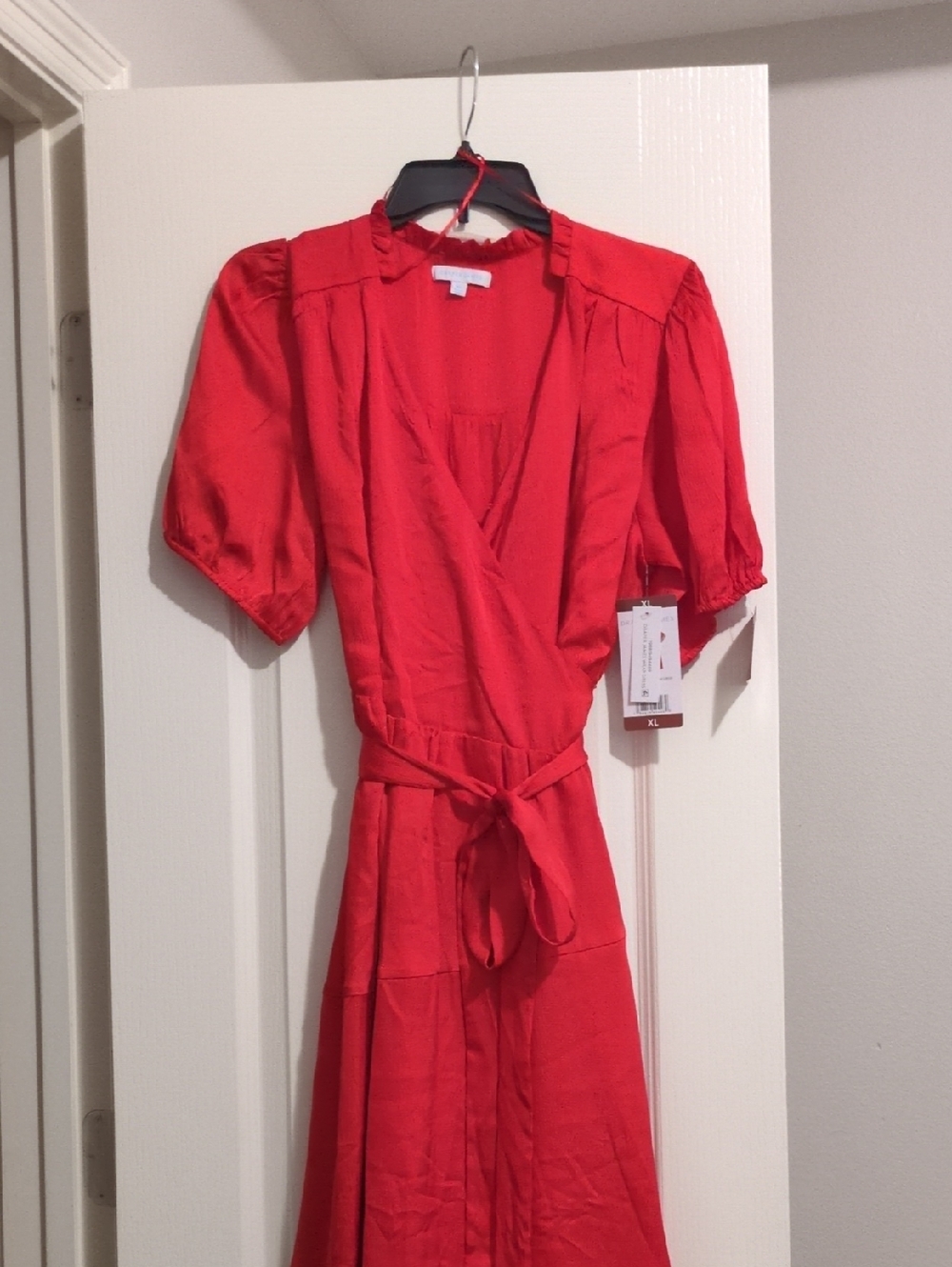 Red Wrap Midi Dress